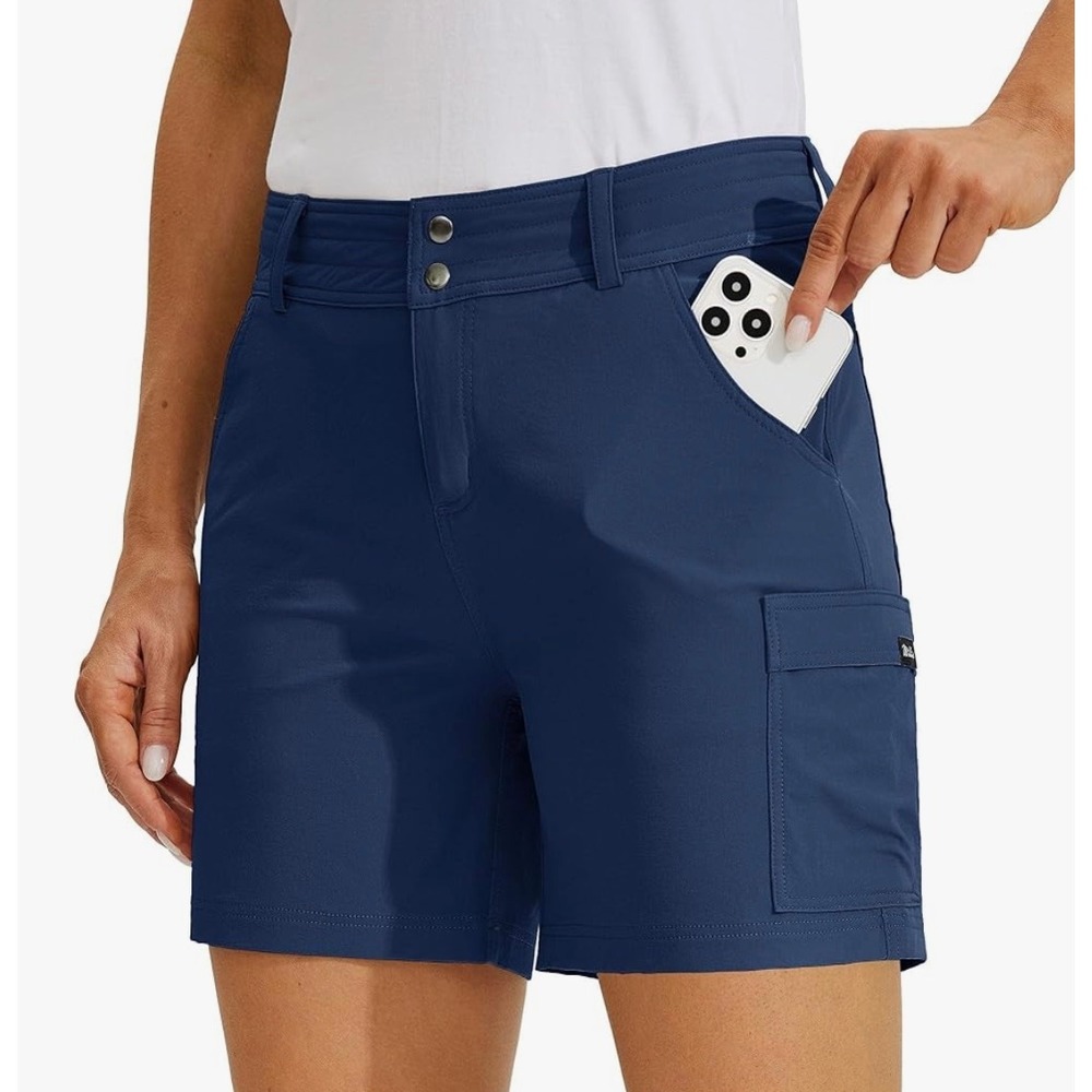 NEW Willit Navy Blue Golf Hiking Shorts, Cargo Pockets, UPF 50+ Size 16